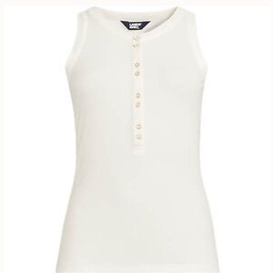 New Lands End Woman’s Drapery Rib Fitted Henley Tank Top